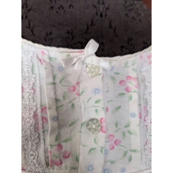 Vintage Floral Short Sleeve Nightgown Fundamentals Size M Pink & Blue Flowers - Picture 3 of 8